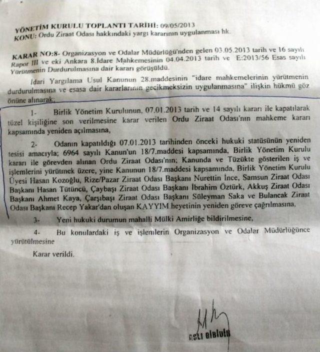 Ordu Ziraat Odası&rsquo;na Kayyum Heyeti Atandı 1