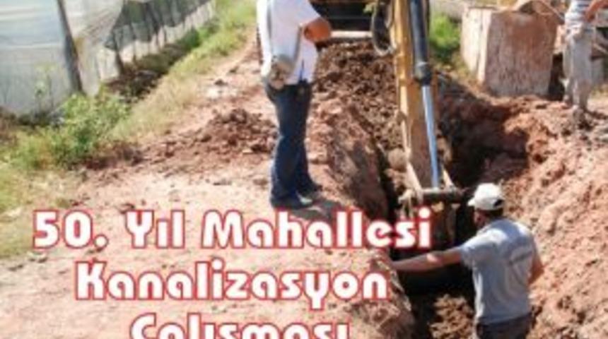 50. Yıl Mahallesi kanalizasyon &ccedil;alışması