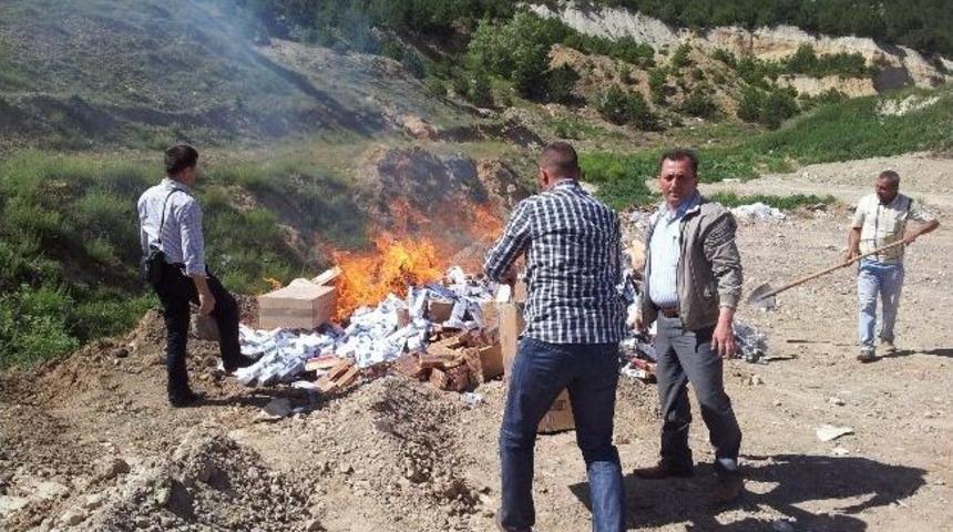 40 Bin Paket Ka&ccedil;ak Sigara Yakılarak İmha Edildi