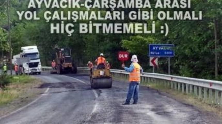 Ayvacık Yolu Mizah Konusu Oldu