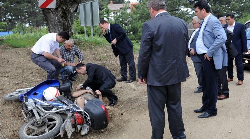 Kazazedeye Ilk M&uuml;dahaleyi Başkanın Koruması Yaptı