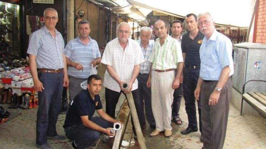 &Ouml;demiş İtfaiyesi, Esnafla Ortaklaşa Tatbikat Yaptı