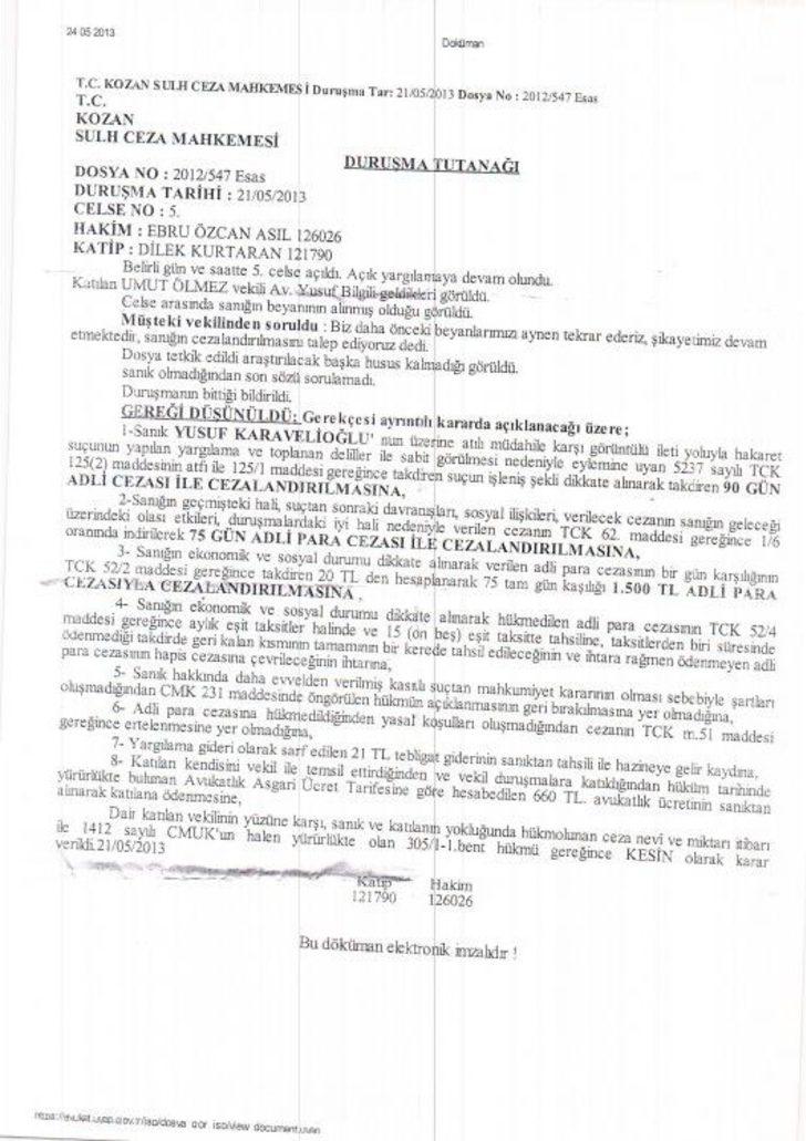 CHP Kozan İlçe Başkanına 2. Ceza Şoku G3