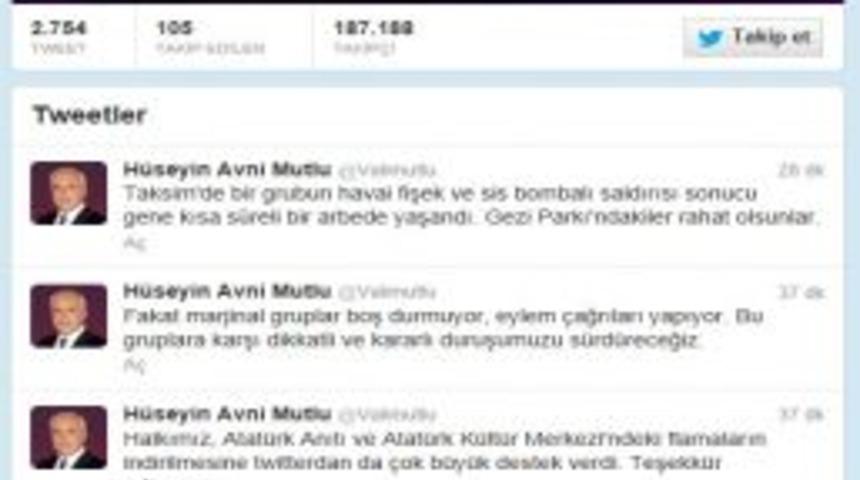 Vali Mutlu: Gezi Park&rsquo;ındakiler Rahat Olsun