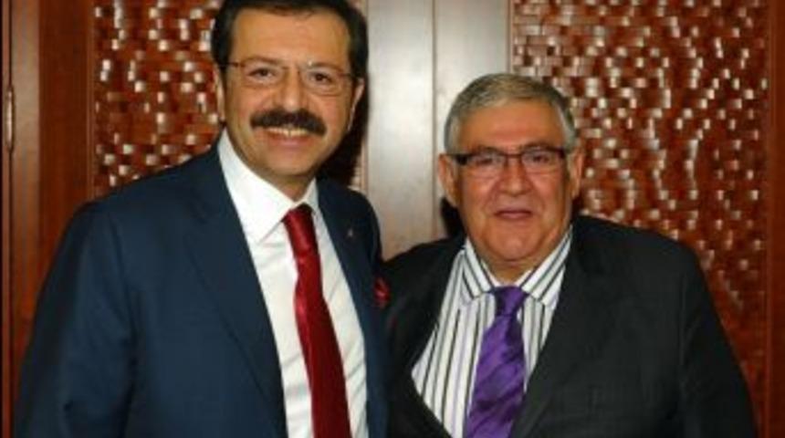 Tobb Başkanı Rifat Hisarcıklıoğlu, Erzurum Ticaret Borsası Başkanı Hınıslıoğlu&rsquo;nu Kabul Etti