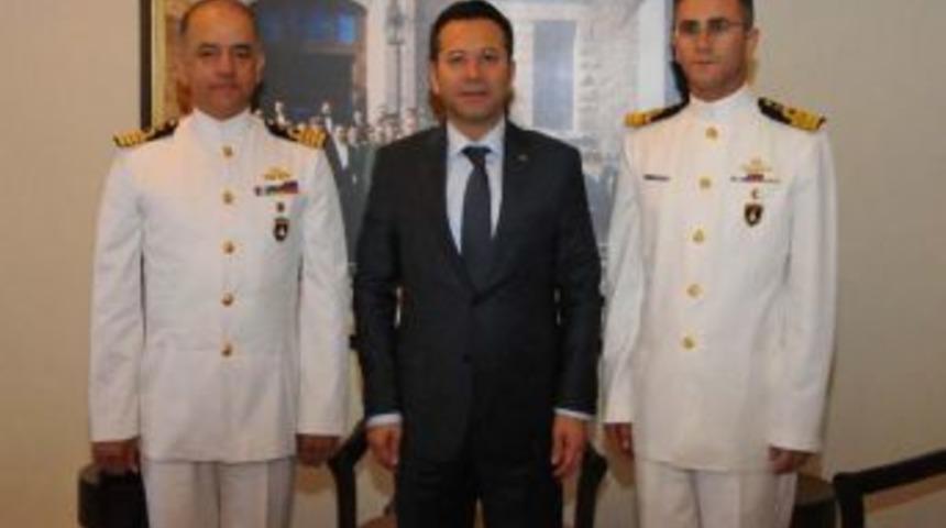 Deniz Kıdemli Albay G&uuml;neş Ve Kurmay Yarbay Altınkaya Vali Aksoy&rsquo;u Ziyaret Etti