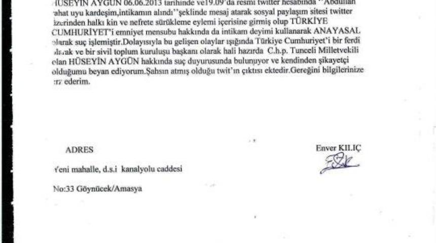 CHP&rsquo;li Ayg&uuml;n Tarafından Atıldığı Iddia Edilen Twitter Mesajına Su&ccedil; Duyurusu