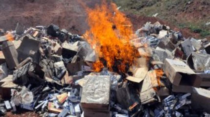 270 Bin Paket Ka&ccedil;ak Sigara Yakılarak Imha Edildi