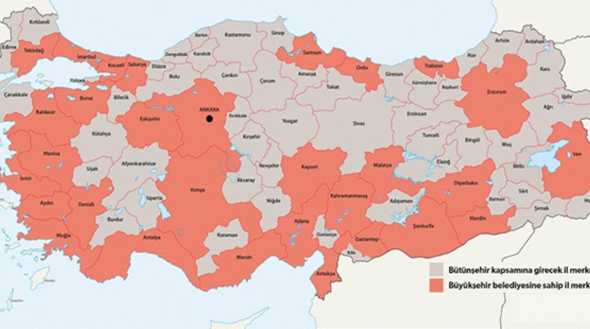 Yerel y&ouml;netimlerde yeni d&ouml;nem! T&uuml;m iller 'b&uuml;t&uuml;nşehir' sayılacak