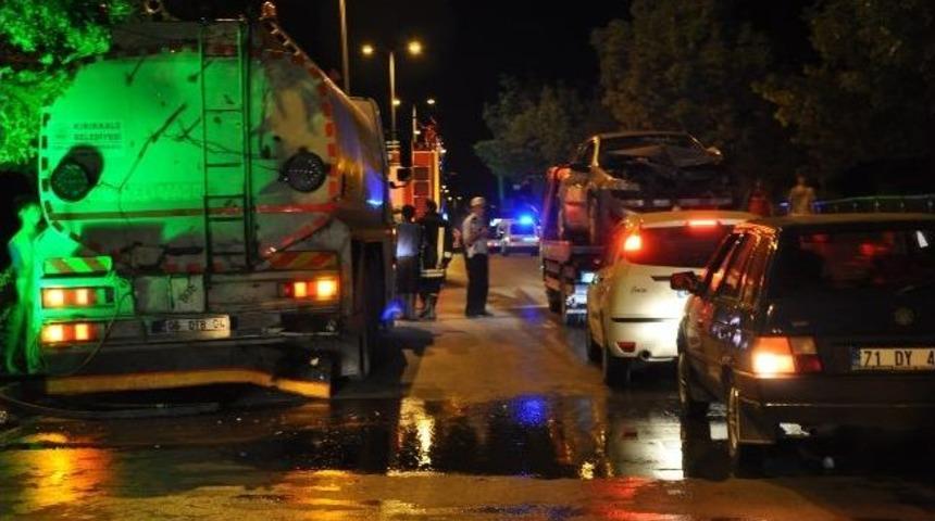 Otomobil &Ccedil;im Sulama Tankerine &Ccedil;arptı: 1 Yaralı