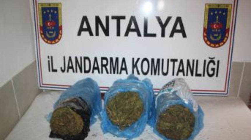 Jandarma, Manavgat'ta Bir Otob&uuml;ste 6,5 Kilogram Esrar Ele Ge&ccedil;irdi
