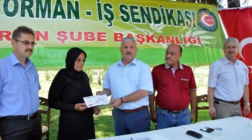 &Ouml;len Orman İş&ccedil;isinin Kaza Sigorta Bedeli Ailesine Teslim Edildi