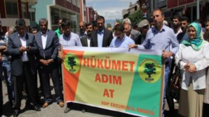 Erzurum&rsquo;da Bdp&rsquo;den Lice&rsquo;de Yaşananlara Protesto