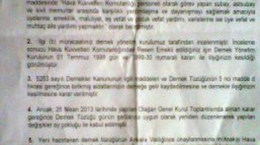 Re'Sen Emekliler'den, Hava Kuvvetleri Komutanlığı Derneği'ne Tepki