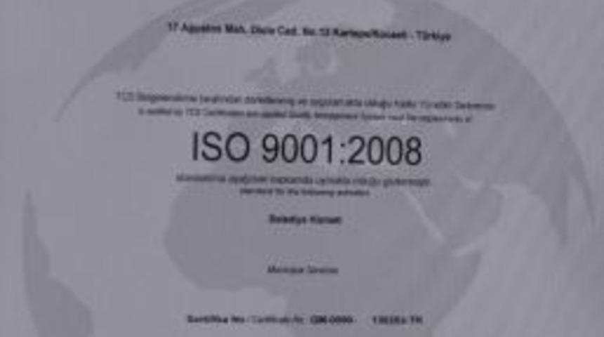 Kartepe Belediyesi'ne İkinci Kalite Belgesi