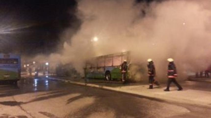 Park Halindeki Iki Halk Otob&uuml;s&uuml; Alev Alev Yandı
