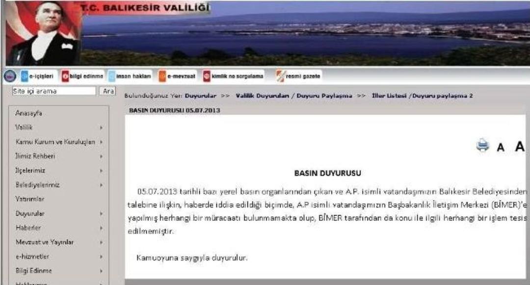 Valilik'ten "bimer" A&ccedil;ıklaması