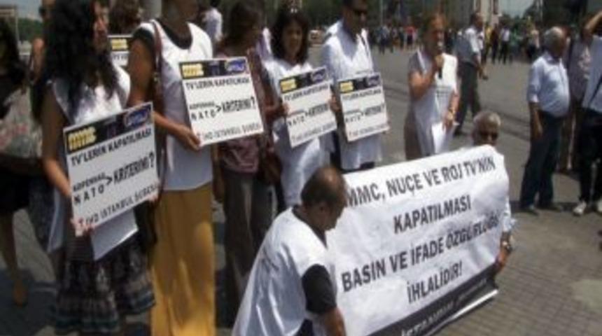 Roj TV&rsquo;nin Kapatılması Taksim&rsquo;de Protesto Edildi