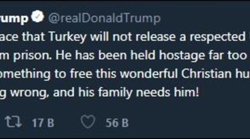 Trump Rahip Bronson'ın serbest bırakılması için çağrı yaptı