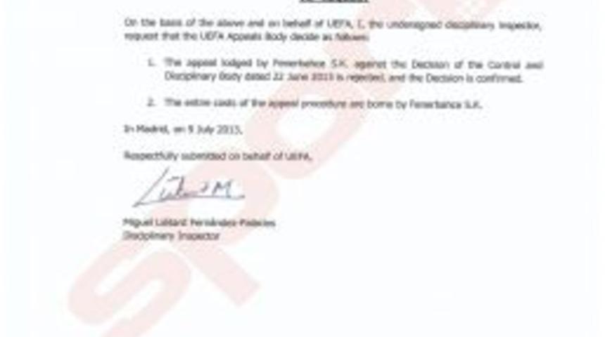 Disiplin M&uuml;fettişi Palacios'un Dilek&ccedil;esi Ortaya &Ccedil;ıktı