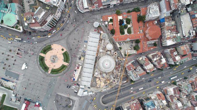 (Havadan fotoğraflarla) - Taksim Camii'nde 61 metrelik ilk minare tamamlanmak üzere
