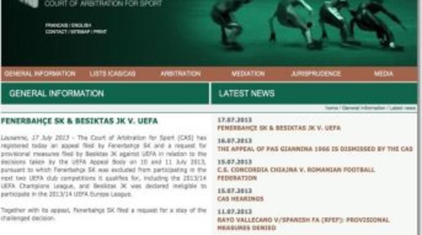 CAS'tan Fenerbah&ccedil;e Ve Beşiktaş A&ccedil;ıklaması
