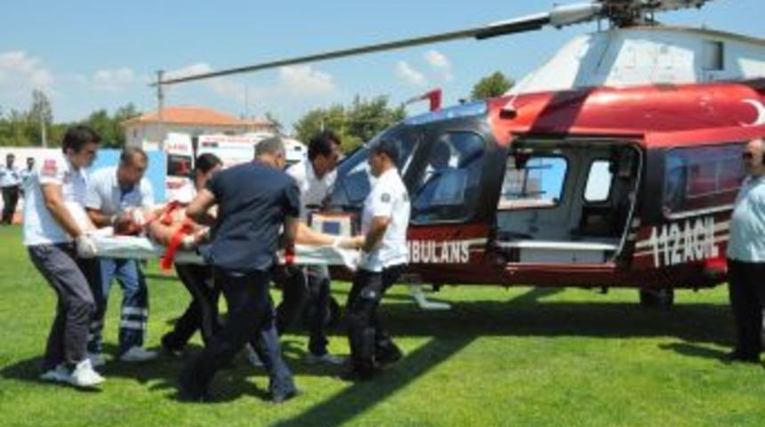 İmdadına ambulans helikopter yetişti