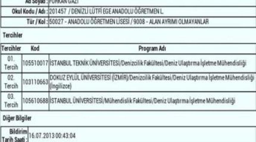 "Kazandığım B&ouml;l&uuml;me Yerleşemedim"