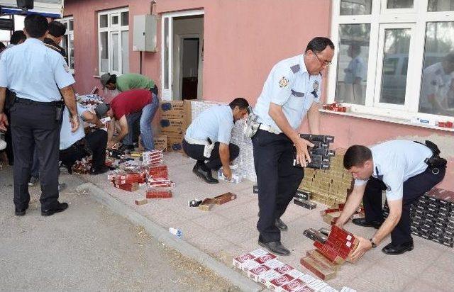 Aksaray&rsquo;da 53 Bin Paket Ka&ccedil;ak Sigara Ele Ge&ccedil;irildi 1
