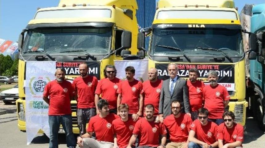 Suriyeli Mazlumlara Yardım Tırları Yola &Ccedil;ıktı