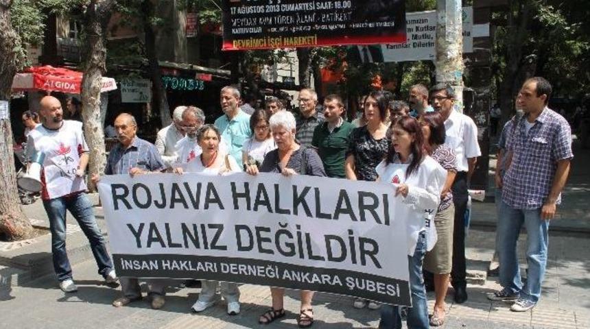 İnsan Hakları Derneği &Uuml;yeleri Rojava Olaylarını Protesto Etti