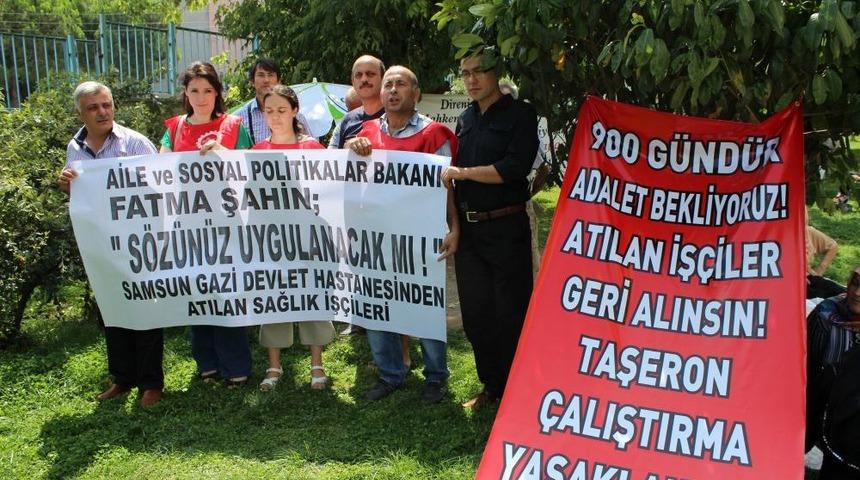 İş&ccedil;iler, Bakan Şahin'e S&ouml;z&uuml;n&uuml; Hatırlatmak I&ccedil;in Eylem Yaptı