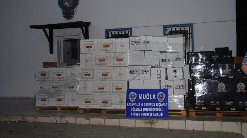 Bodrum'da Binlerce Şişe Ka&ccedil;ak I&ccedil;ki Yakalandı