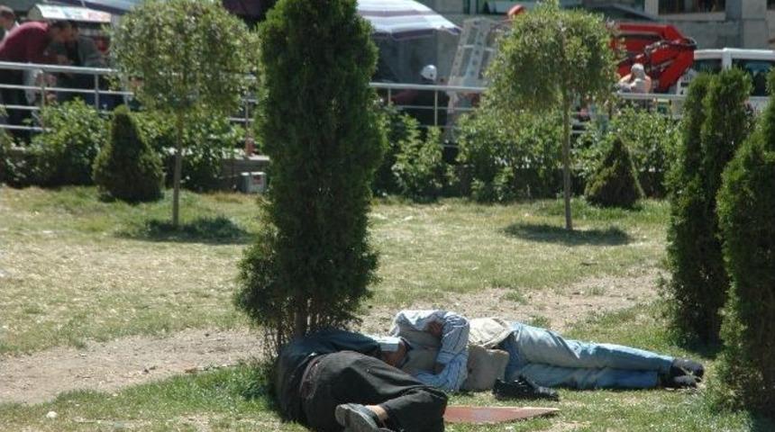 Sıcaktan Bunalan Vatandaşlar G&ouml;lge Alanlara Akın Etti