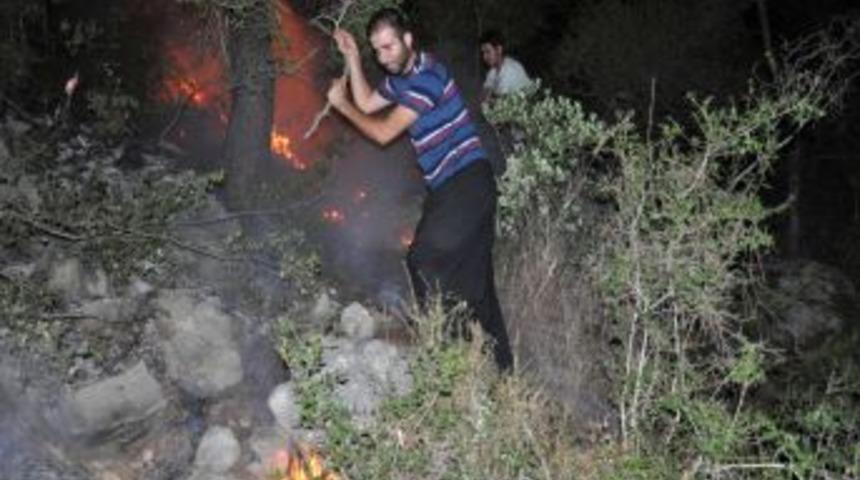 Kozan'da K&ouml;yl&uuml;ler Yangına &Ccedil;alılarla M&uuml;dahale Etti