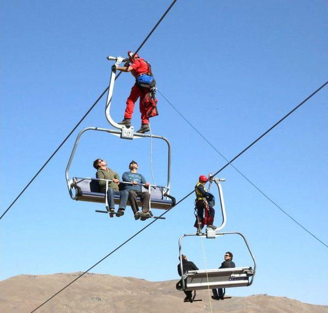 Teleferikte Mahsur Kalanlar 15 Dakikada Kurtarıldı