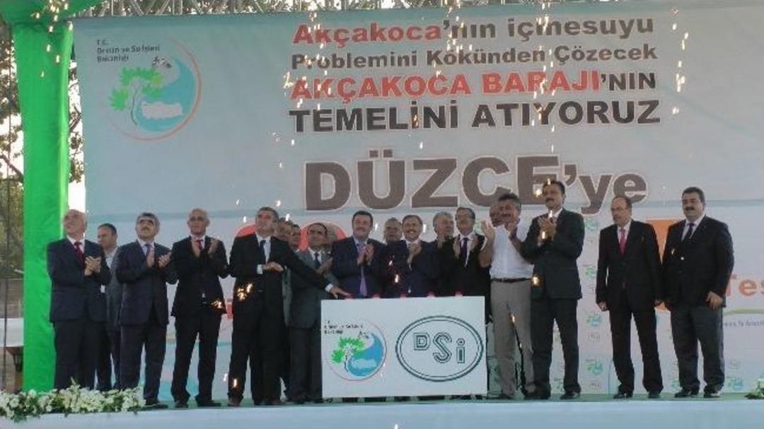 Bakan Eroğlu, Ak&ccedil;akoca'da Toplu Temel Atma A&ccedil;ılış T&ouml;renine Katıldı