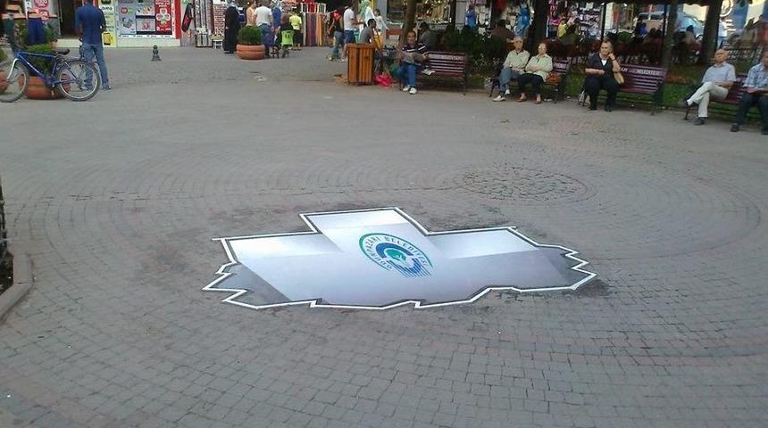 Boyalı Merdivene Alternatif Kaldırımlara &Uuml;&ccedil; Boyutlu Resim