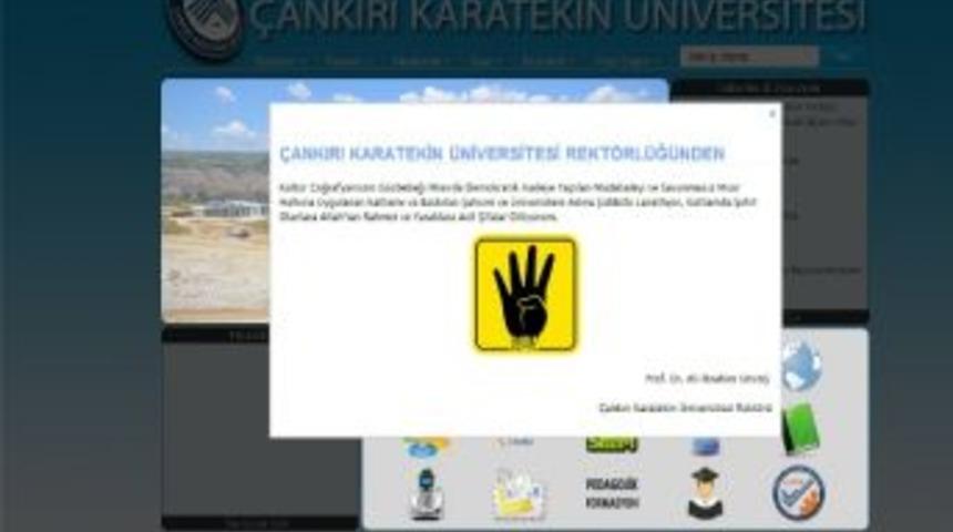 &Uuml;niversitenin Resmi Sitesine Rabia İşareti Koydu