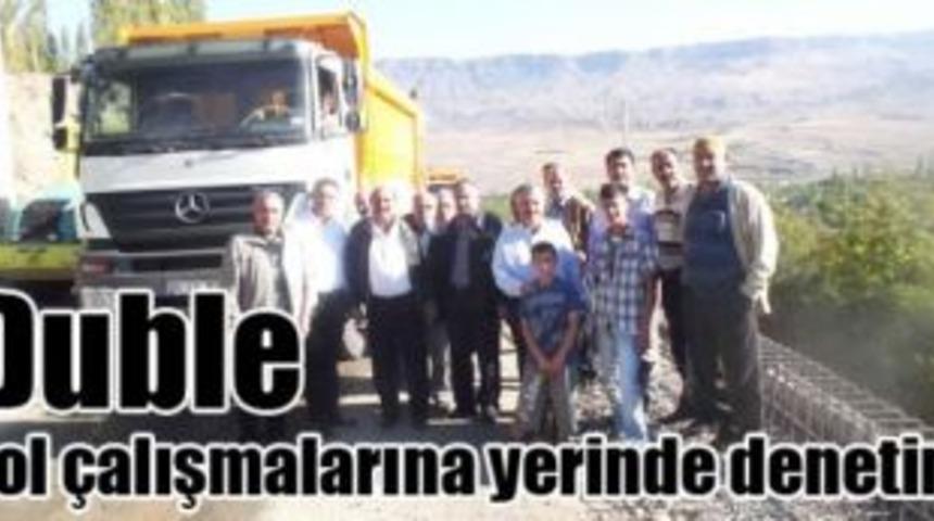 Kağızman'da Duble yol &ccedil;alışmalarına yerinde denetim