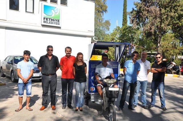 Fethiye de &Ccedil;evre Atıkları G&uuml;neş Enerjisiyle &Ccedil;alışan Bisikletlerle Toplanıyor 1