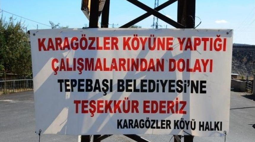 K&ouml;yl&uuml;lerden Tepebaşı Belediyesi'ne Pankartlı Teşekk&uuml;r