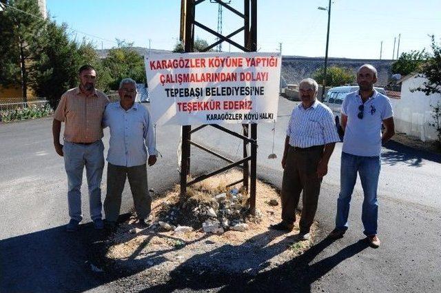 Köylülerden Tepebaşı Belediyesi'ne Pankartlı Teşekkür