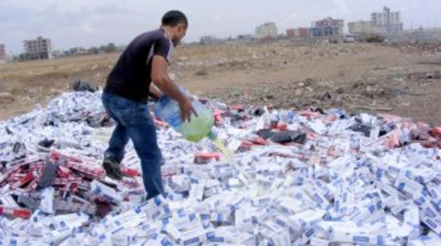 107 Bin 964 Paket Ka&ccedil;ak Sigara Imha Edildi