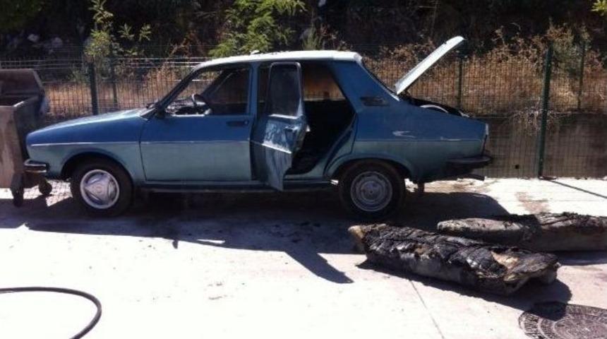 Park Halindeki Otomobil &Ccedil;&ouml;p Konteynerine &Ccedil;arpıp Yandı