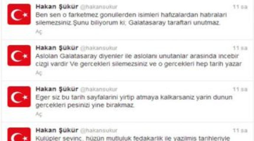 Hakan Ş&uuml;k&uuml;r'den Terim'e Destek Mesajı