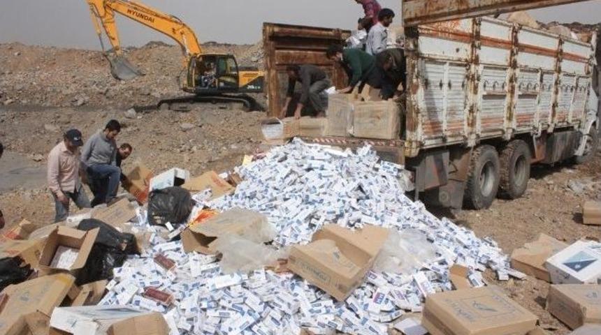 Ağrı&rsquo;da 1 Milyon 272 Bin Paket Ka&ccedil;ak Sigara İmha Edildi