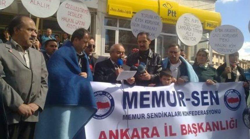 Memur-sen Doğalgazda Kotayı Protesto Etti