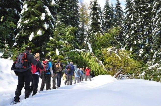 Yayla’da Kar Eşliğinde Sonbahar Yürüyüşü Yapıldı