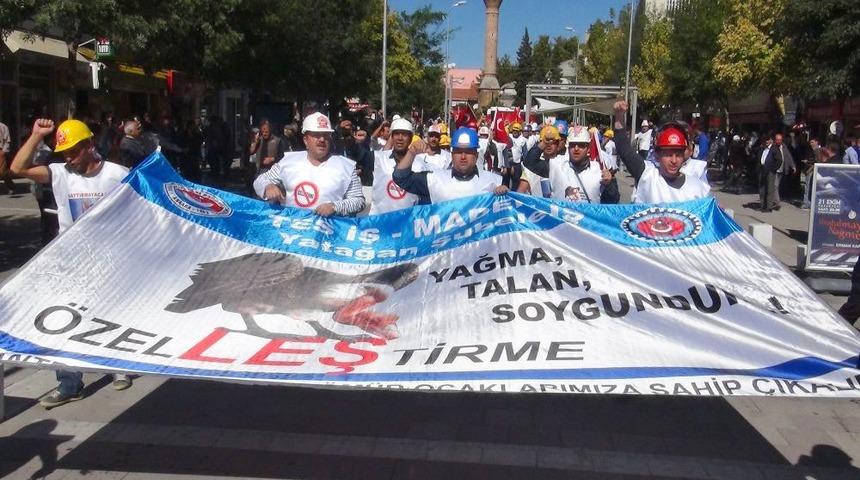 &Ouml;zelleştirme Karşıtı Maden Iş&ccedil;ileri Uşak&rsquo;ta Da Eylem Yaptı